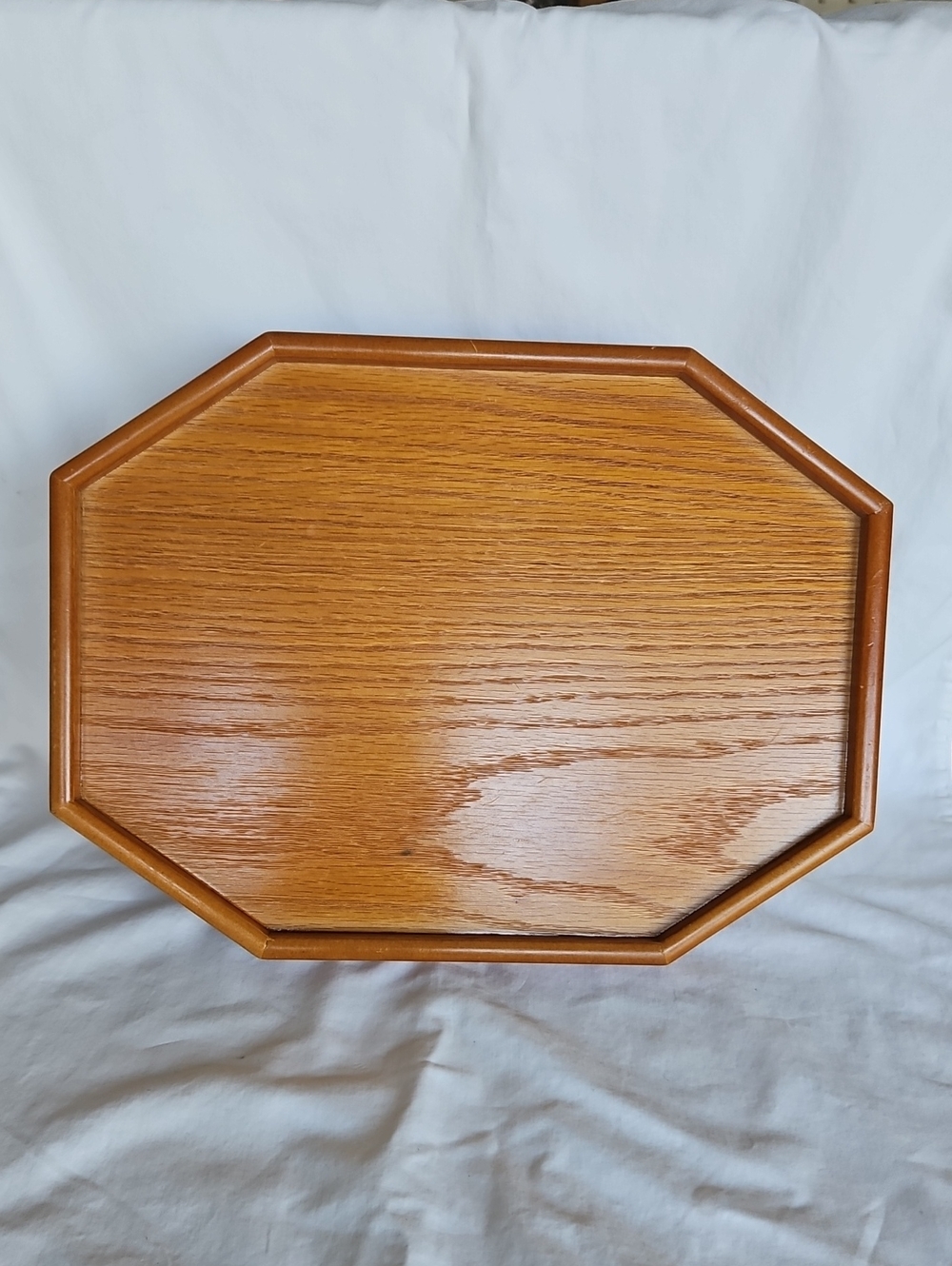 Clip-on Wooden Octagonal Serving Tray - Warm Oak Finish